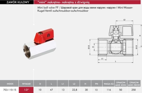 KFA 1/2" vesipalloventtiili (703-110-15)