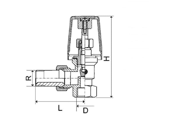 KFA radiatorventil vinklet 1/2" 750-160-15