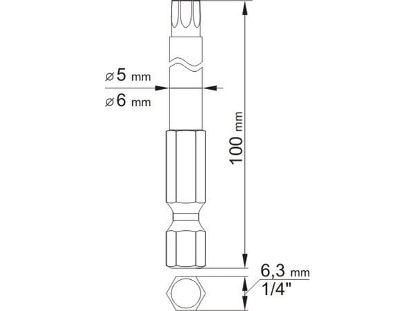 Yato YT-0491, 2 stykker, Torx, T15, T27, Stål, 100 mm, 25,4 / 4 mm (1 / 4")