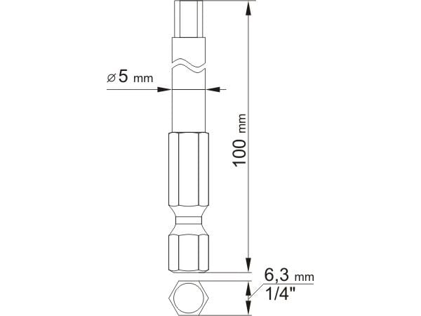 Yato Hex manipulasjonssikre skrutrekkerbits 3x100mm 5x100mm 1/4 2stk. YT-0494