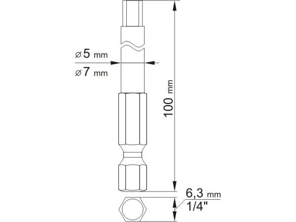 Yato YT-0495, 2 stykker, Hex (metrisk), Stål, 100 mm, 25,4 / 4 mm (1 / 4")