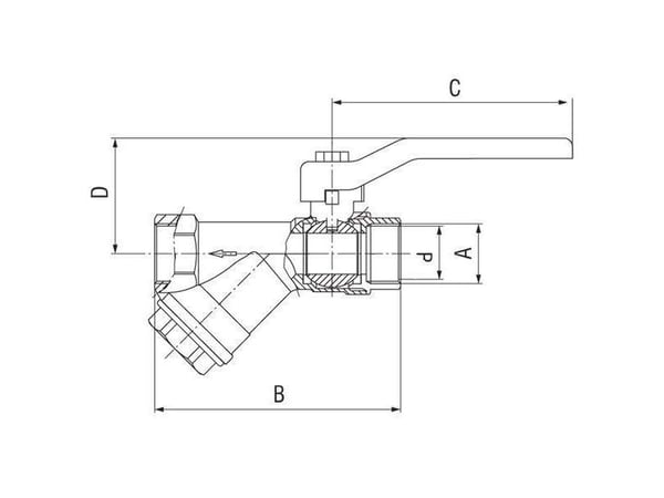 Ferro Vesipalloventtiili kulmasuodattimella 1/2" KZF1 KZF1