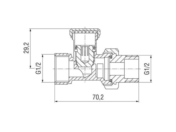 Element-/radiatorventil rak 1/2" ZP2Y