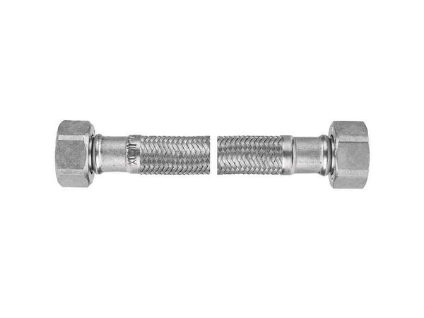 Ferro Liitäntäletku Teräspunottu joustava liitäntä, jossa on tiiviste, mutteri ja ruuvi 1/2" 25cm PWS01