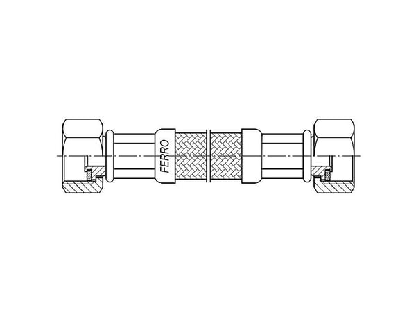 Ferro tilkoblingsslange fleksibel i stålstrømpe med pakning 1/2" 80 cm PWS7