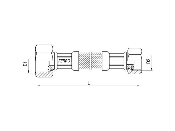 Liitäntäletku Ferro Joustava liitäntä teräspunoksesta 1/2" x 3/8" 40cm PWS83