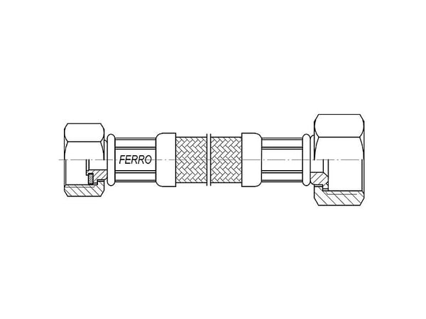 Ferroliitäntäletku 1/2 "x3/4" teräspunottu letku NN L-30cm PWS711