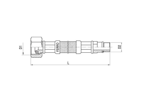 Tilslutningskabel Ferro fleksible tilkoblinger i stålspiss med kort ende 3/8" 50 cm WBS12