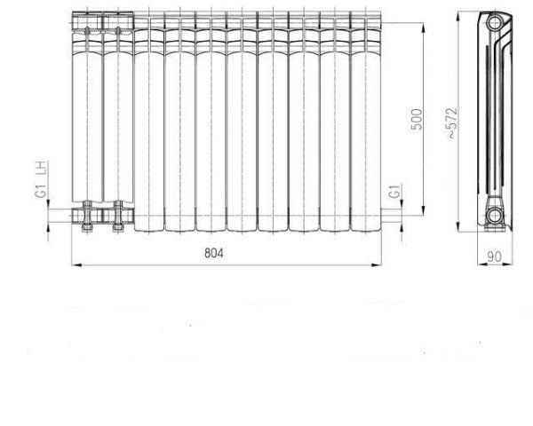 KFA Sektionsradiator G 500 F aluminium 10-ribba (789-100-44)