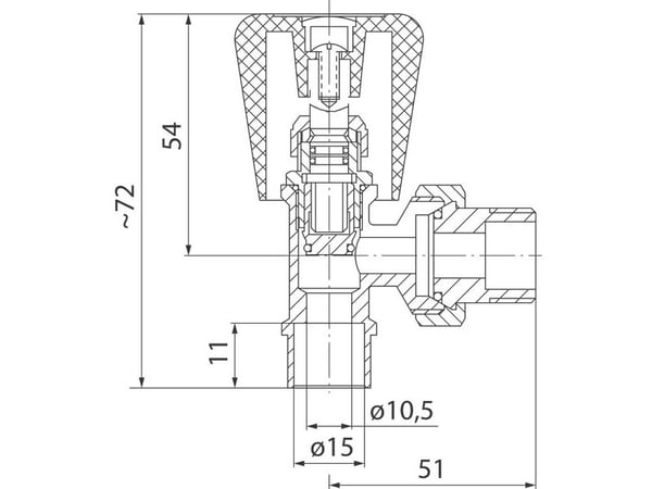 Ferro-kulmapatteriventtiili 1/2" ZG5LY ZG5LY