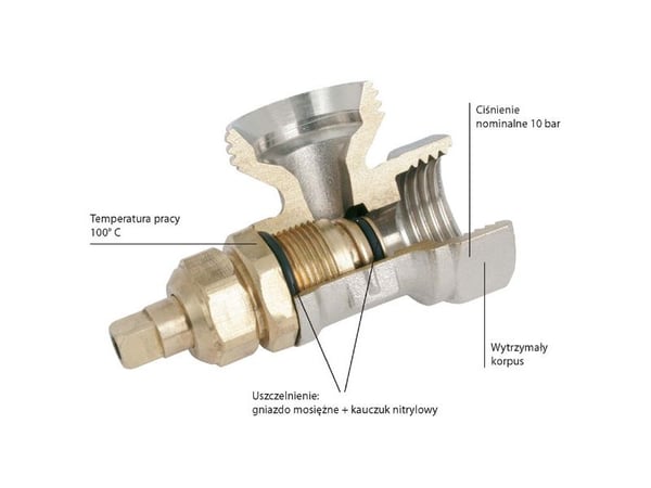 Ferro-kulmalämmitysventtiili 1/2 "ZG5Y
