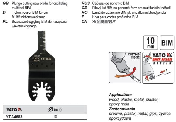 YATO STEMPELBLAD FOR MULTIFUNKSJONSVERKTØY, BI-METAL