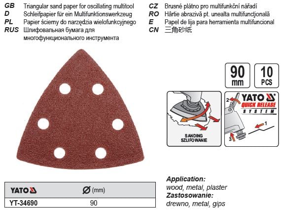 YATO abrasive paper for multifunctional tool 10 pcs. 34690