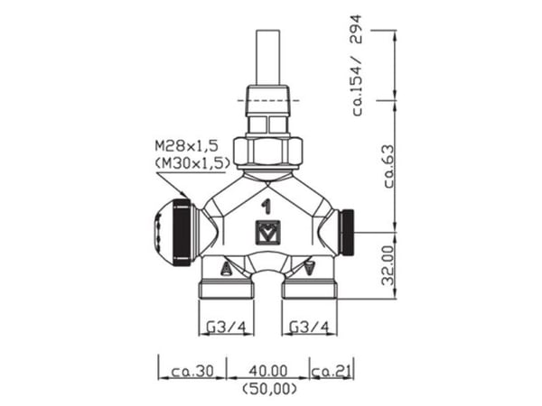 Herz fireveisventil for håndklestativ radiatorer VUA-50 - 1778461
