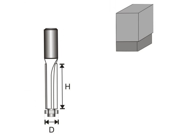 Dedra fres til tre med hardmetallplater, rett med lager, lang (07F091B)