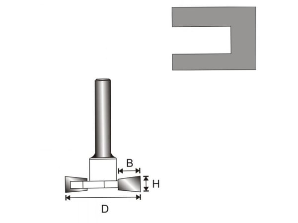 Dedra fres til tre med hardmetallplater sporende T (07F122B)
