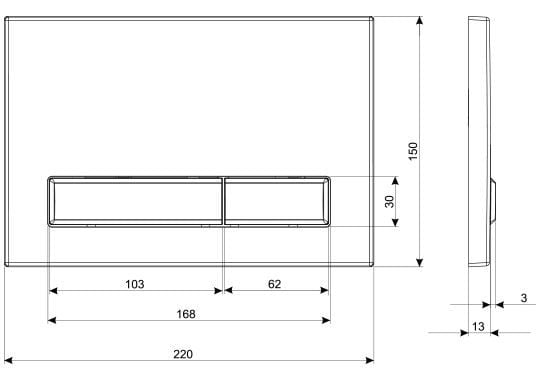 Spyleknapp KK-Pol M08 til toalett forkrommet blank (SPP/381/0/K)