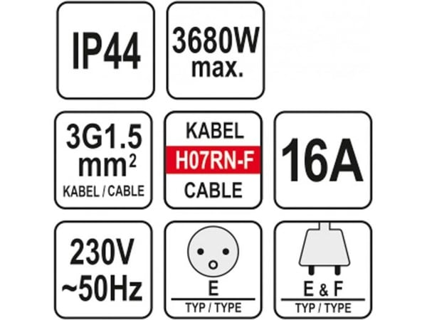 YATO LIITIN JATKOTULPALLA 20m 3x1.5mm2 IP44 16A H07RN-F 81162