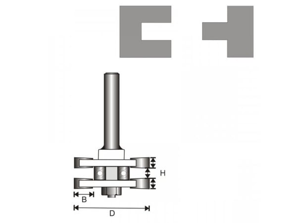 Dedra fres for tre med hardmetallplater, fresesett for T-skjøter (07F211B)