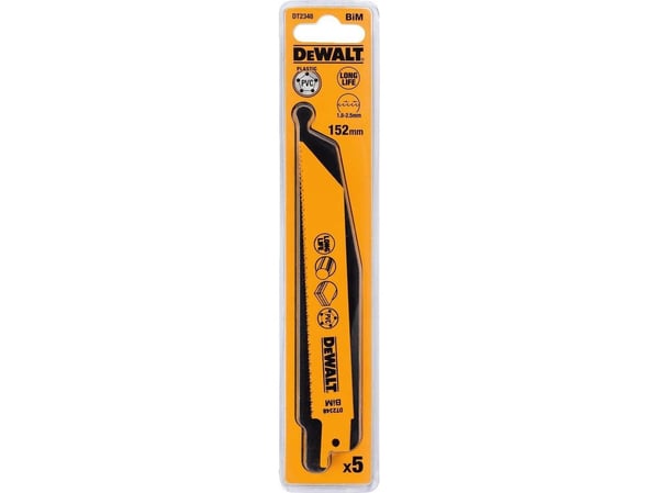 DeWALT DT2348-QZ, pistosahanterä, puu, runsashiiliteräs (HCS), musta, 15,2 cm, 1,8 mm