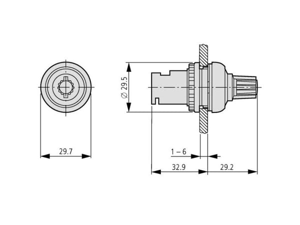 Eaton M22-R10K, 29,7 mm, 62,1 mm, 29,7 mm
