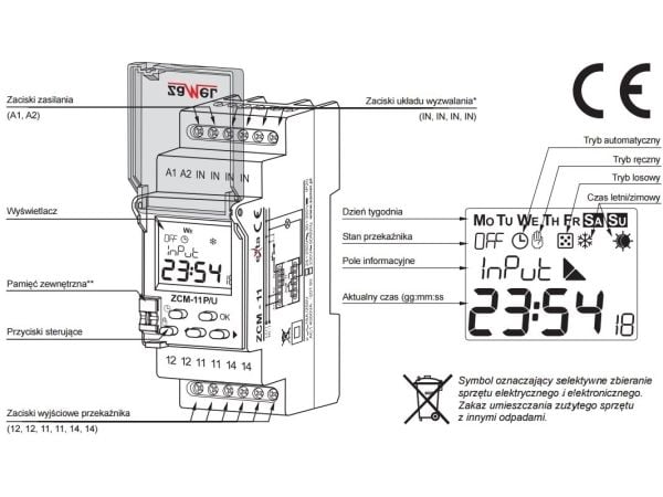 Digitaalinen 1-kanavainen viikoittainen ajastin Econo 230V AC ZCM-11E EXT10000185