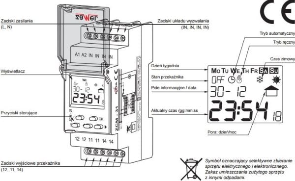 Digital 16A astronomisk enkanalig timer ZCM-31 EXT10000156