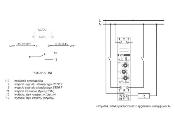 Aikarele 1P 8A 0.1sec-576h 12-264V AC/DC monitoiminen PCS-516UNI