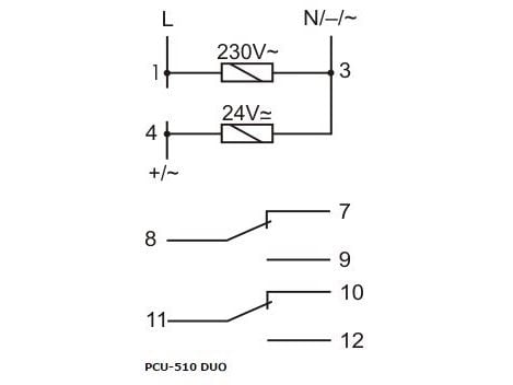 Aikarele 2P 8A 0.1sec-576h 230V AC, 24V AC/DC monitoimi PCU-510DUO