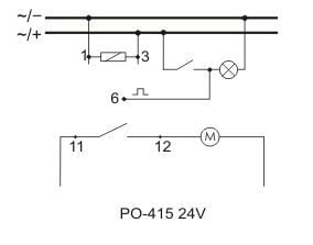 Aikarele 1P 10A 1-15min 24V AC/DC viivästetty pudotus PO-415-24V
