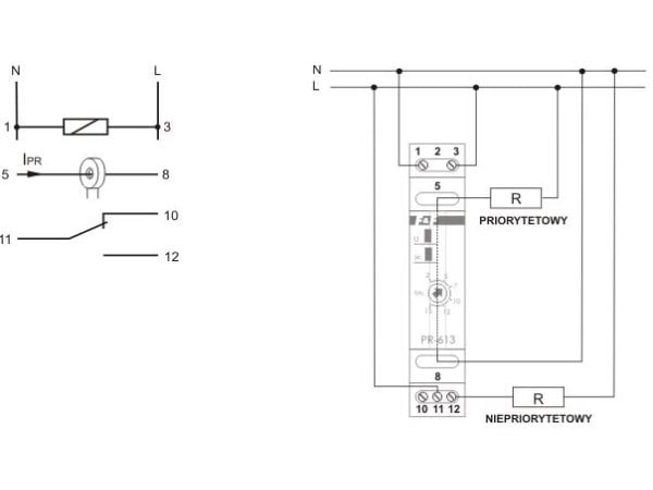 F&F Prioriteettirele läpivientikanavalla 230V 16A - PR-613