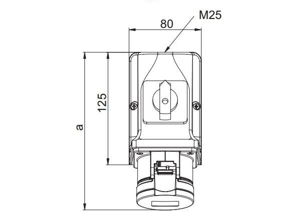 KOMBI pistorasia 0-1 M25 erottimella 32A 5P 400V punainen IP44 925-6w