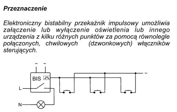 Impulssirele on-off 16A 230V AC 1P BIS-411 BIS-411