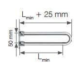 KAN-therm kne/kolano mosiezne Push 14x2 300 mm med kobberrør 15 mm og nikkelbelagte braketter 9015.250