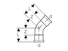 Bøjning cug 45gr 22mm mf/mf t/gas