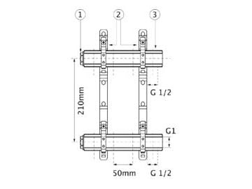 Rød messingfordeler RP 12-veis 1” R022801011