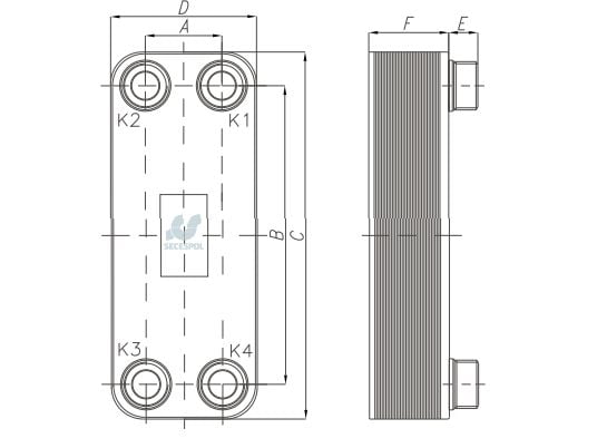 Secespol platevarmeveksler loddet, enkelstrømnings LB31-20 1" – 0203-0062"