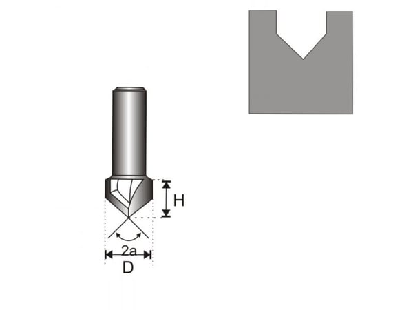 Dedra fres for tre rillefresende V 8D 25,4x25,4 90 grader - 07F054B