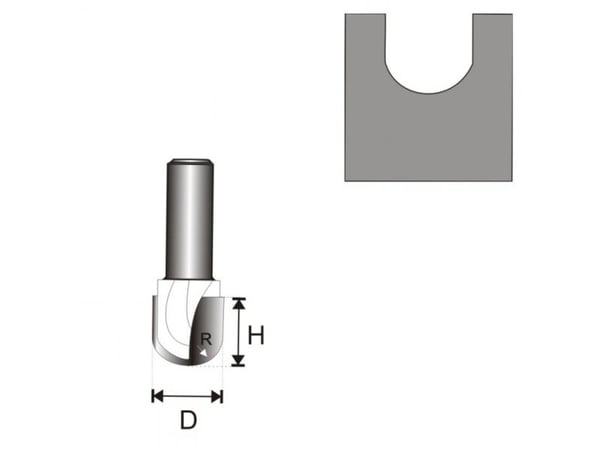 Dedra fres til tre rille U-form D8 25,4x22,5x12,7 mm - 07F073B