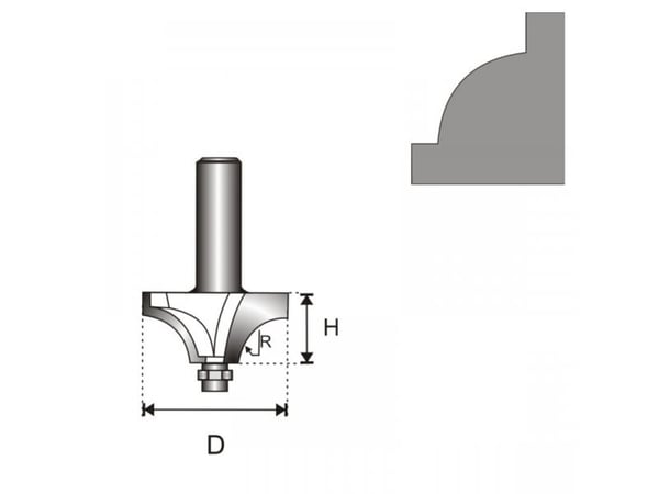 Dedra fres for tre med kulelager, D12 34,9x15,5x11,1 mm - 07F143C