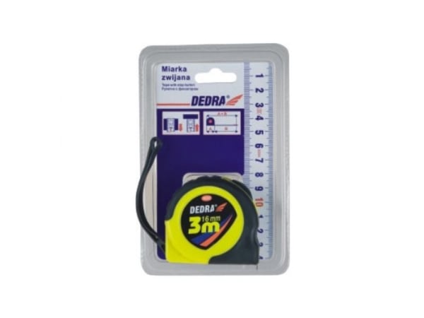 Dedra målebånd med lås og krok 8 m/25 mm, gummiert grep (M882)