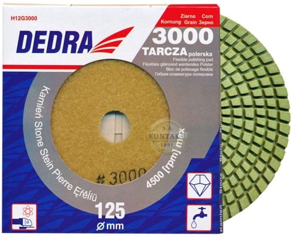 Dedra skivepoleringsskive 125 mm korn 3000 fleksibel diamant - H12G3000