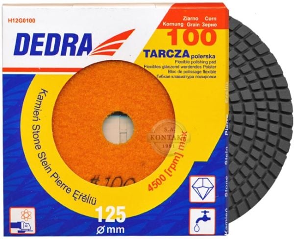 Dedra poleringsskive 125 mm korn 100, fleksibel diamant (H12G0100)
