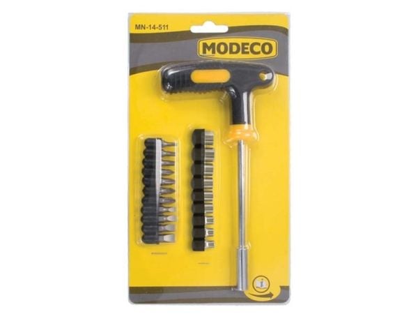 Modeco skruvmejsel typ T med utbytbara bitar och hylsor 21 st. - MN-14-511
