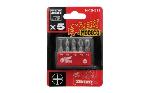 Modeco Teräsarja 25mm PH0-PH3 5kpl - MN-15-511