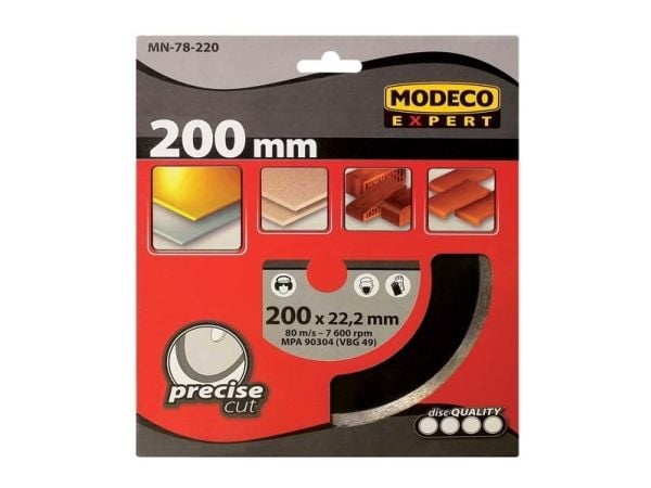 Modeco diamantkappeskive hel til kappemaskiner 180 mm - MN-78-210