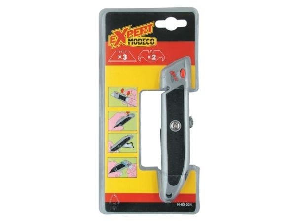 Modeco kniv med utskiftbart trapezblad, aluminium 19x50 mm - MN-63-034