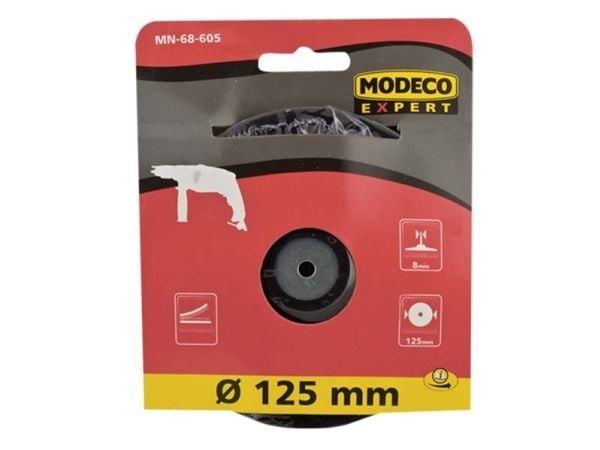 Modeco slipeskive til boremaskin 125 mm med borrelås – MN-68-605