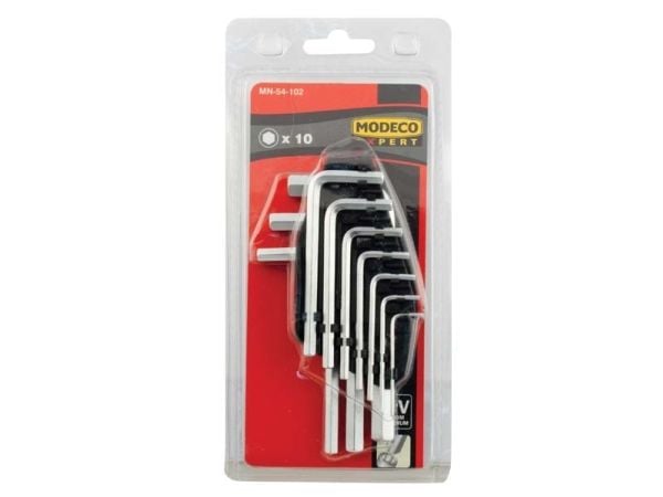 Modeco unbrakonøkkelsett hex type L 1,5-10mm 10 stk (MN-54-102)