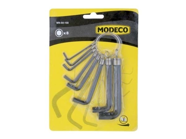 Modeco unbrakonøkkelsett hex type L 2–10 mm 8 stk (MN-54-100)